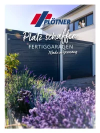 Fertiggaragen Prospekt Mutter mit Kind schauen am Fenster davor die neue Garage von Plötner.